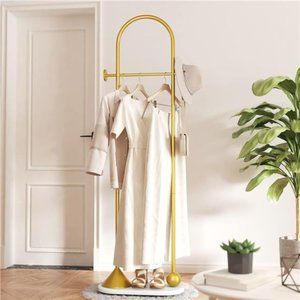 Metal Gold Coat Rack Freestanding,  Hat Coat Hanger Stand, Hall Tree Coat Rack